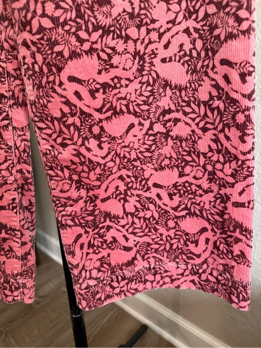 Anthropologie Maeve The Colette Pink Botanical Corduroy Wide Leg Pants 31 - Picture 10 of 15